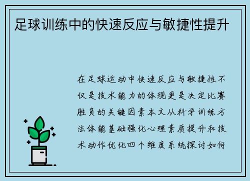 足球训练中的快速反应与敏捷性提升